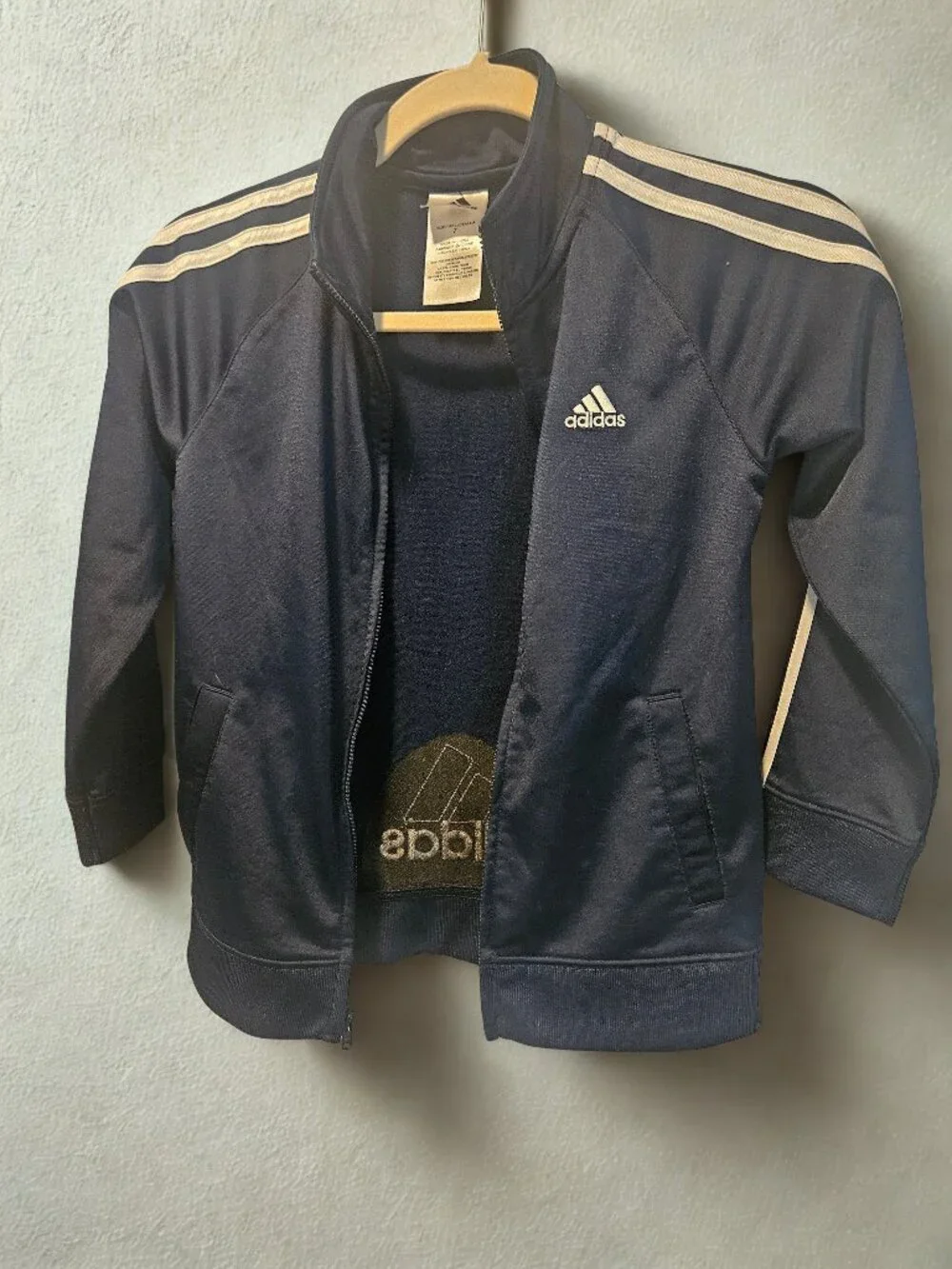 Adidas Youth Boys Classic Tricot Track Jacket Navy Blue Size 7